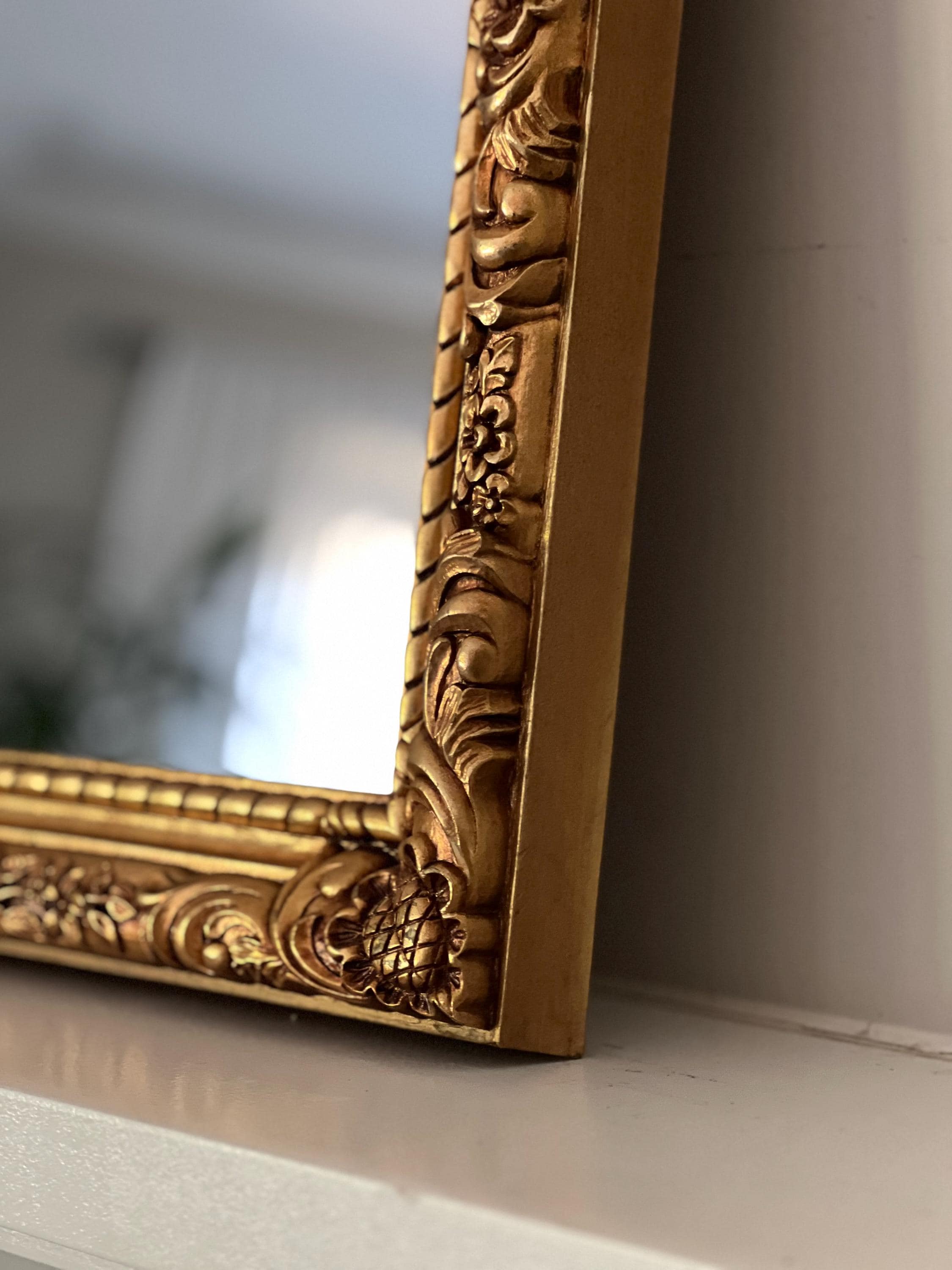 Vintage Gold Gilt 60s Mirror Large 35” X 24” Rectangular Gold Gilt