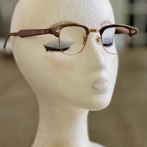 Vintage Eye Glasses Bronze Combination Browline Eyeglasses 12 Carat Gold Filled  Metal Frame Glasses