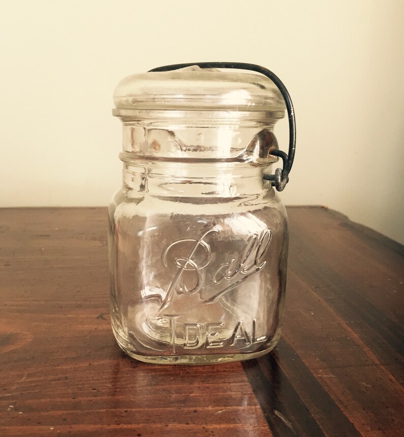 Vintage Ball Ideal Atlas Ez Seal Pint Jars With Glass Lids And Image 0