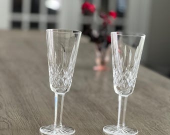 Vintage Waterford Lismore Crystal Champagne Flutes, Set of 2