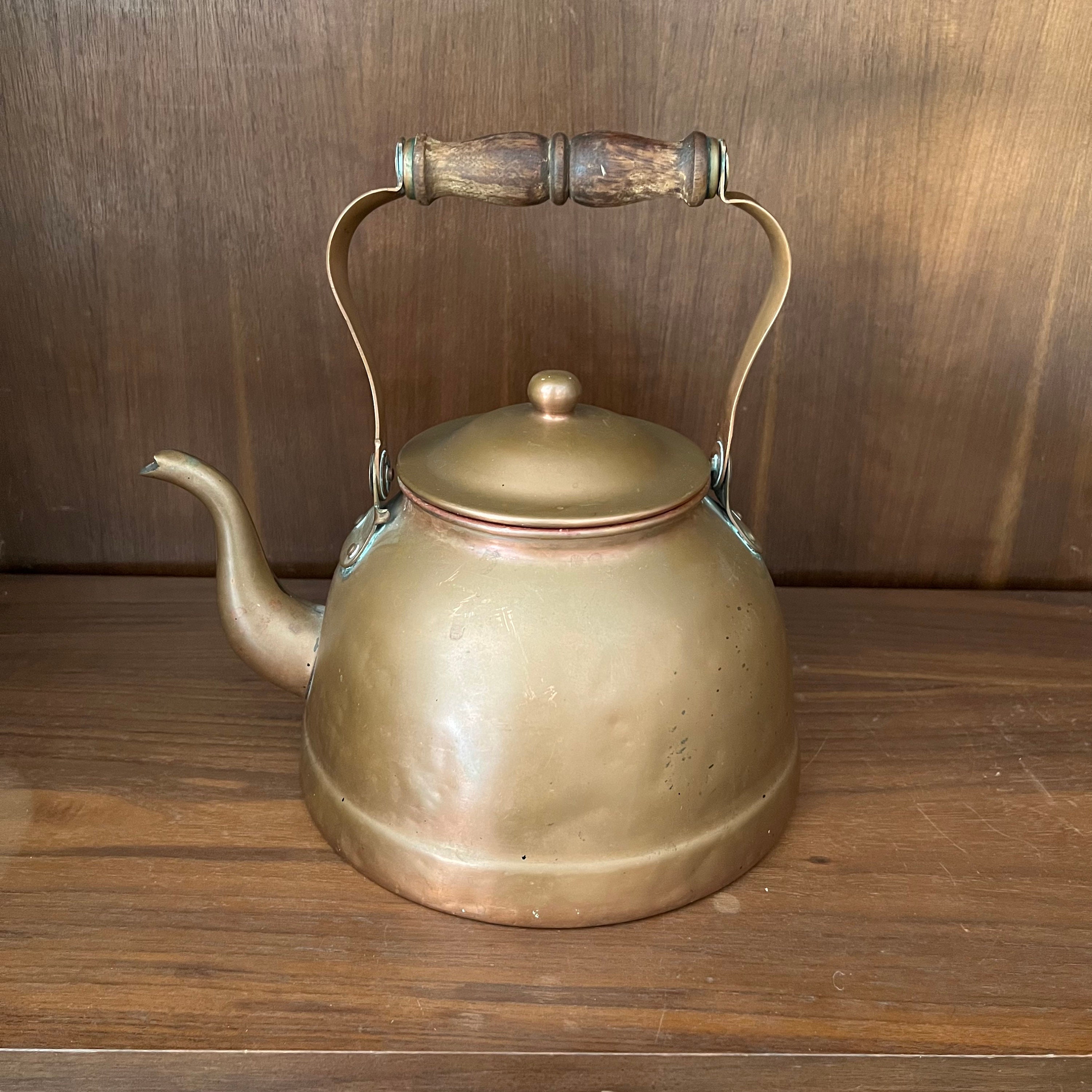 Vintage TAGUS Portugal Copper Teapot: Swan Spout, Wooden Handle - Etsy