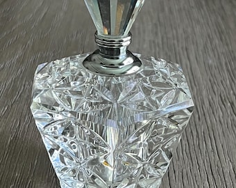 Vintage Oleg Cassini Crystal Perfume Decanter: Hexagon Prism Stopper