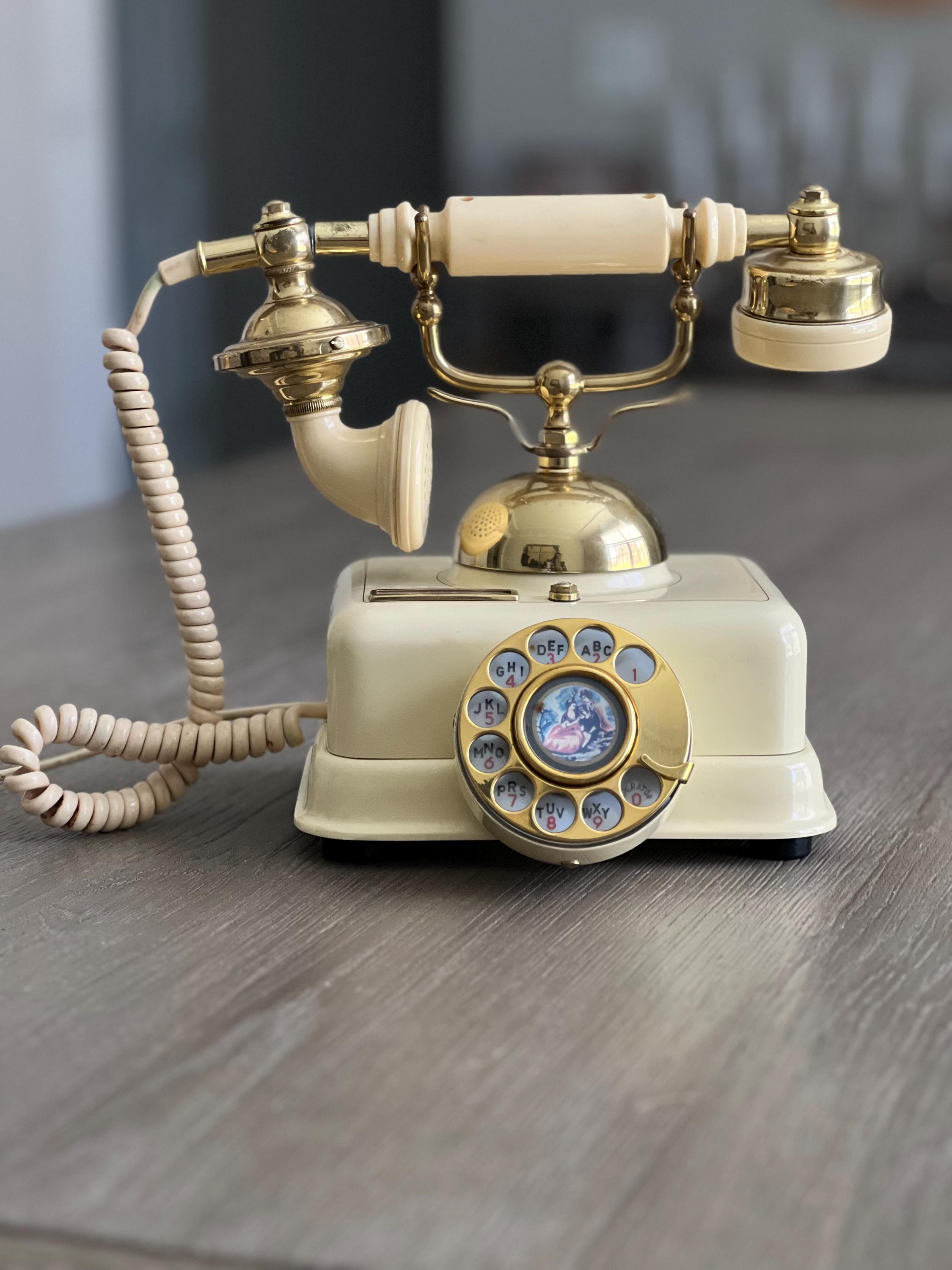 Vintage Cream & Gold Rotary Dial Desk Phone - Made in Korea - Etsy