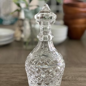 Decantador Waterford Glandore, decantador de licor de cristal pesado, decantador de licor coleccionable con corte de diamante, cristal de whisky escocés de vino