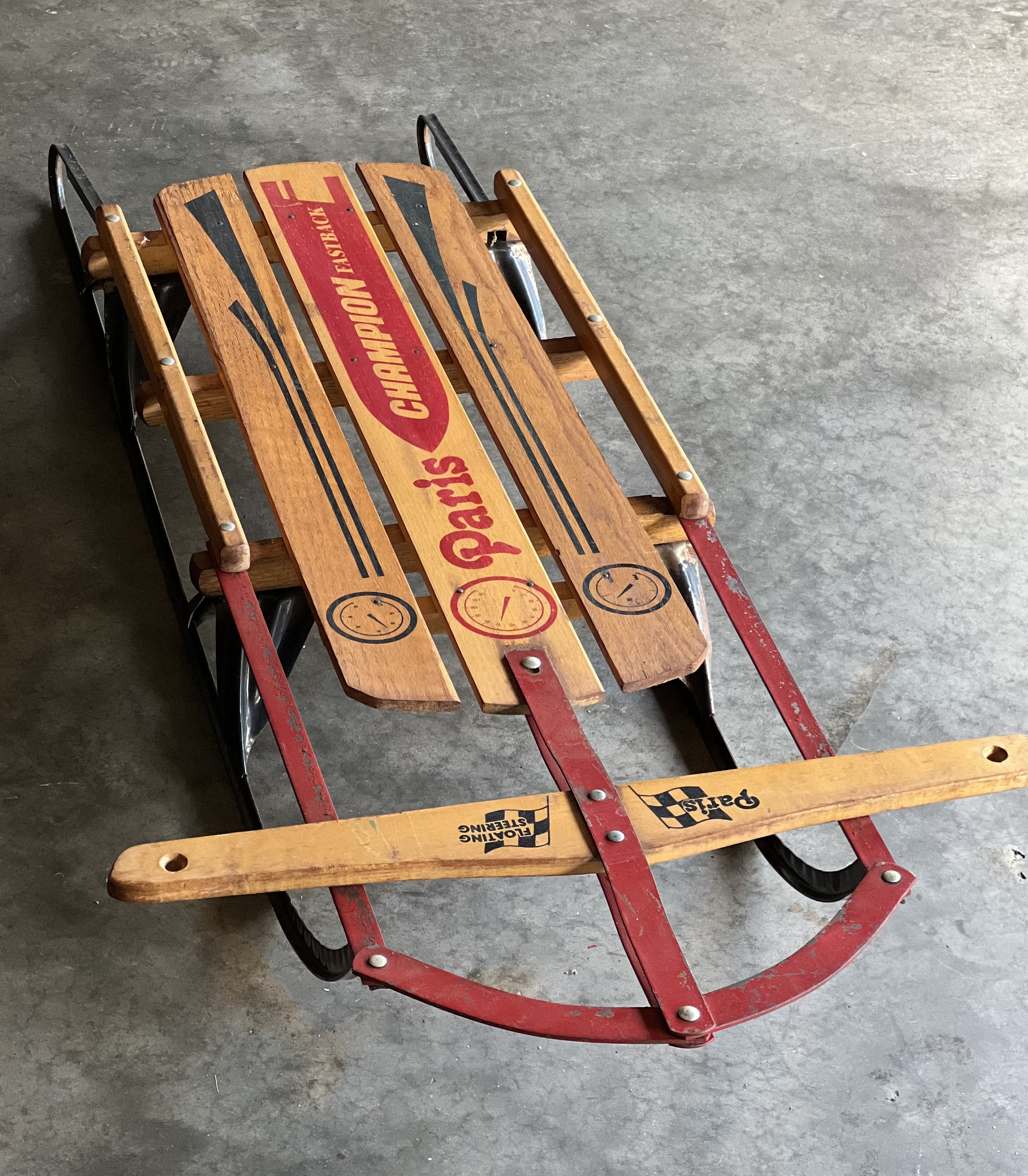 Vintage Sledge Paris Champion Fast-track Sledge Sports Bar Decor