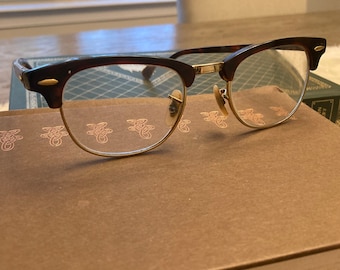 Vintage Ray Ban Cat Eye Eyeglasses Tortoise Shell & Gold Genuine Vintage Glasses 1960&#39;s Unisex Cat Eye Eyeglasses