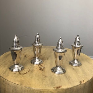 Sterling Silver Salt and Pepper Shakers Crown Sterling 2 Identical Pairs 4 Piece Vintage Sterling Silver Wedding Gift Exquisite Dining Decor