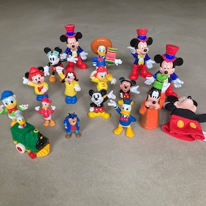 Vintage Mickey Mouse Toy Figurines Lot of 17 Collectible Disney Toy Figurines Mickey Mouse Minnie Mouse Donald Duck Goofy Disney Toys