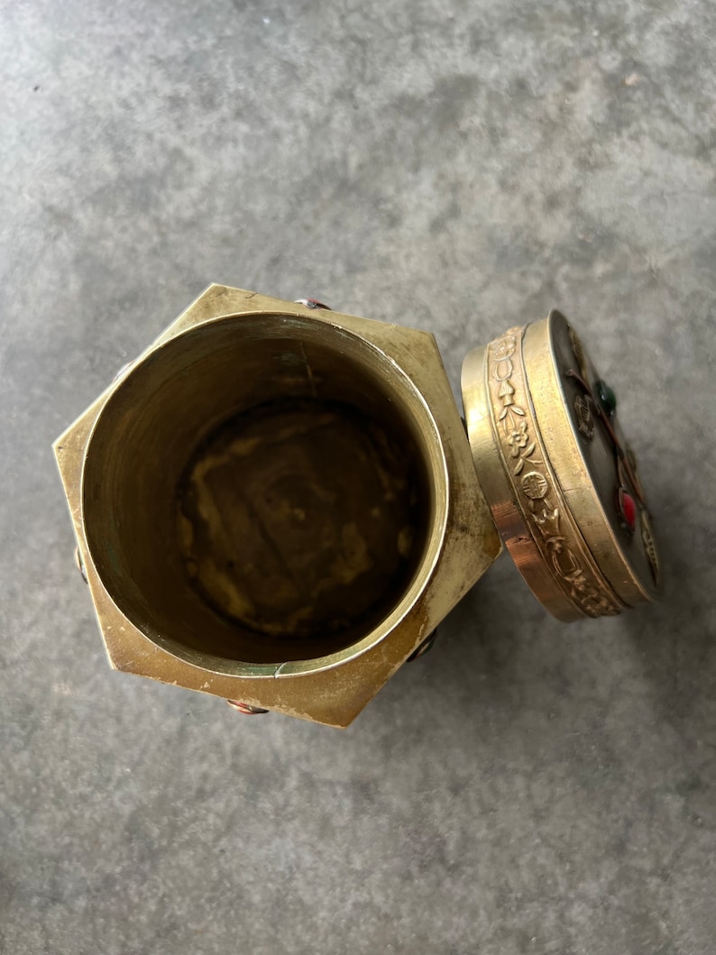 Vintage Brass Keepsake Cremation Urn Hexagonal Brass Box Small Etsy