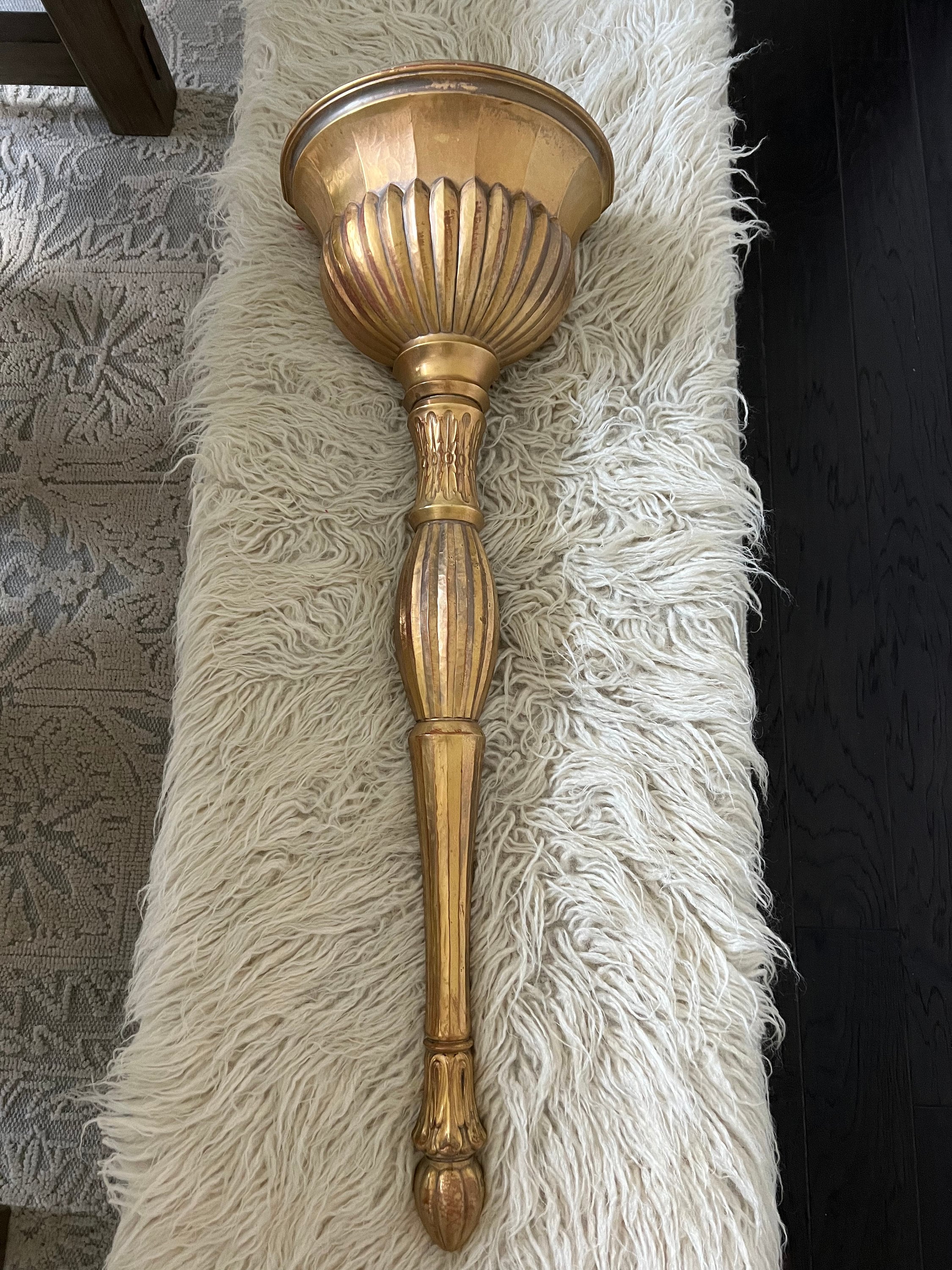 ヴィンテージ シロッコ ゴールド ギルト 壁掛け花瓶 32インチ 長さ