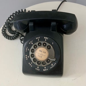 Vintage Rotary Bell Telephone Single Line Corded Telephone Vintage Black Bell Systems Desk Phone Working