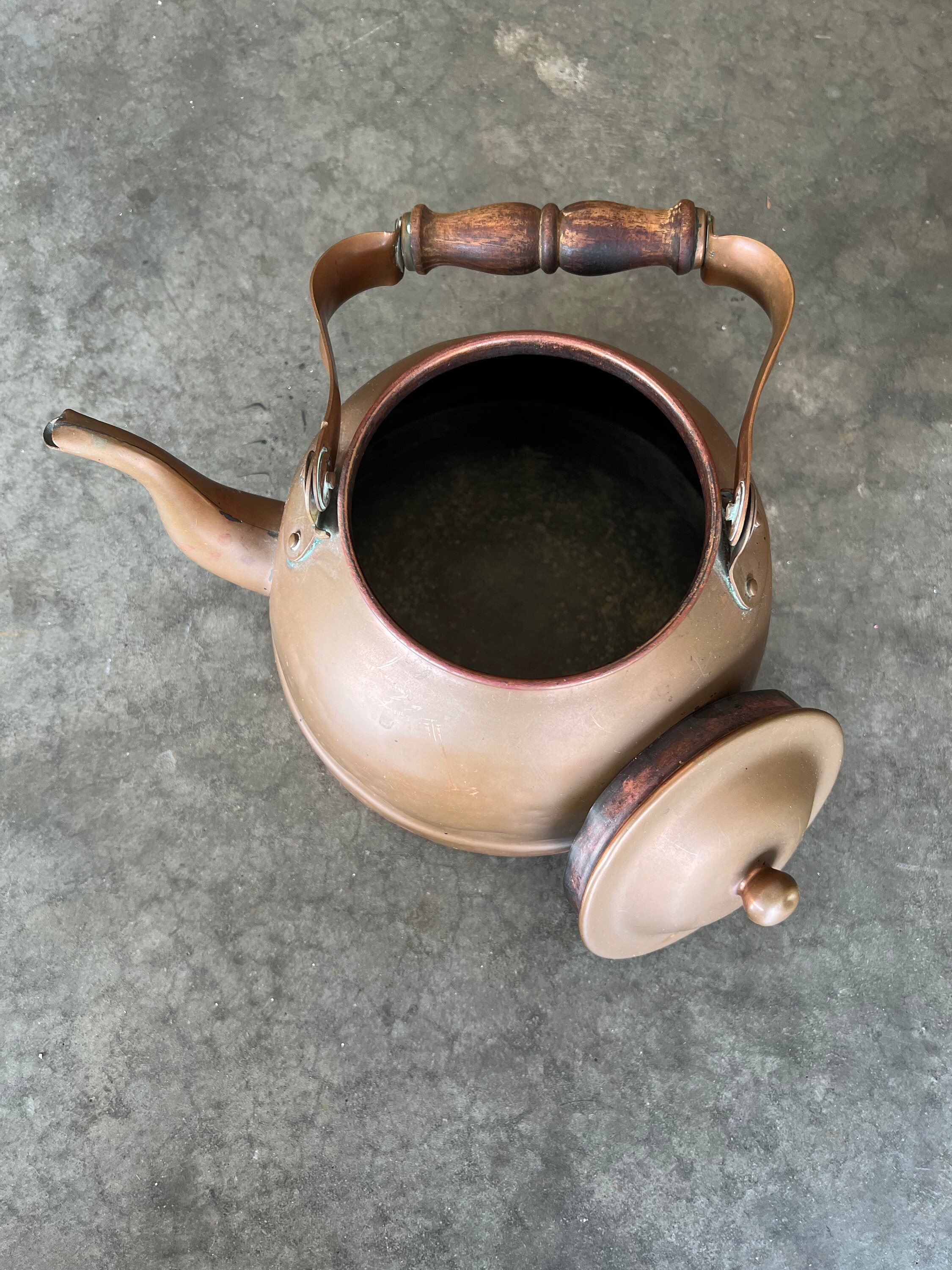 Vintage TAGUS Portugal Copper Teapot: Swan Spout, Wooden Handle - Etsy