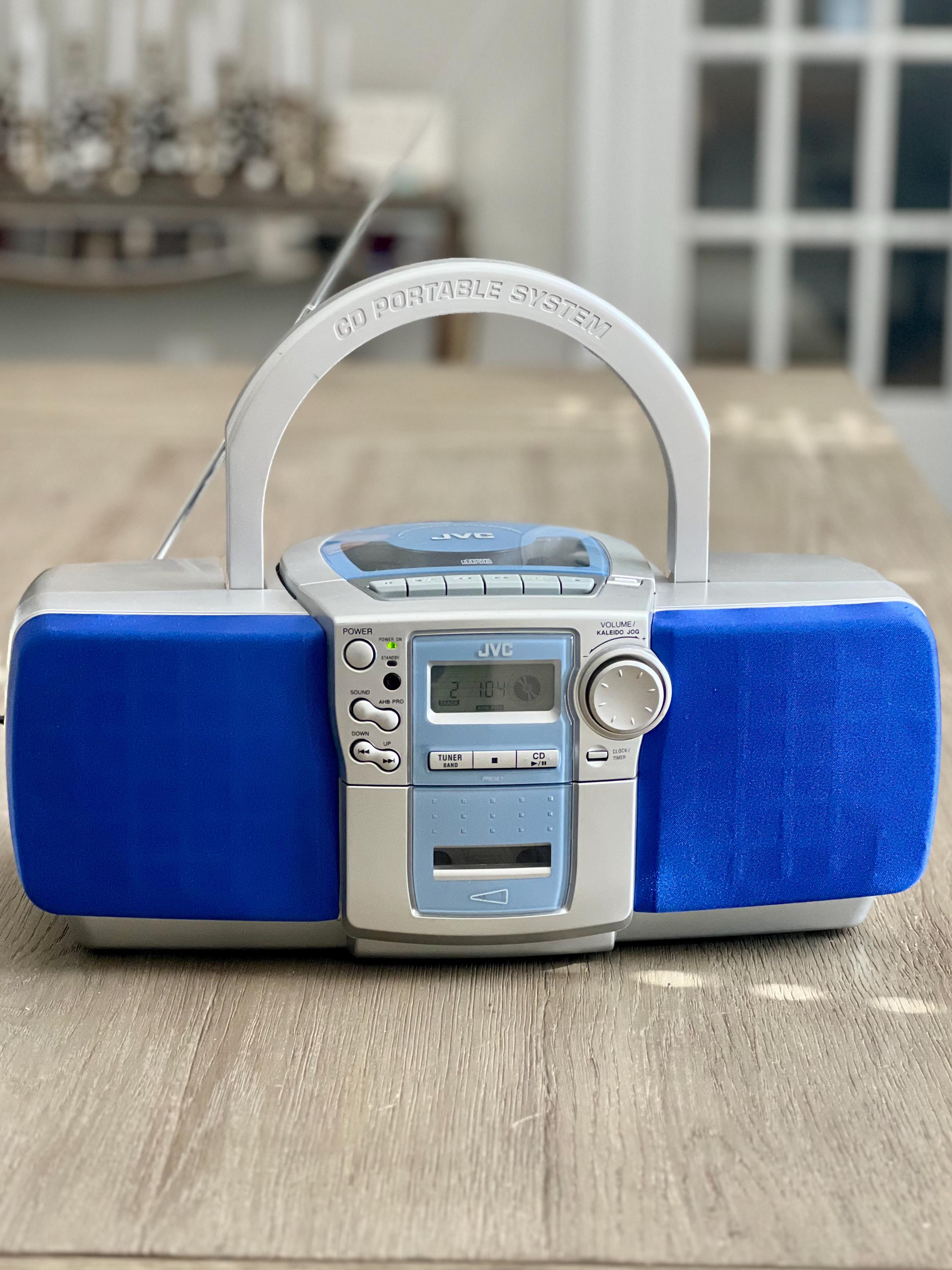 Vintage CD Cassette Radio Music Portable System JVC Model RC