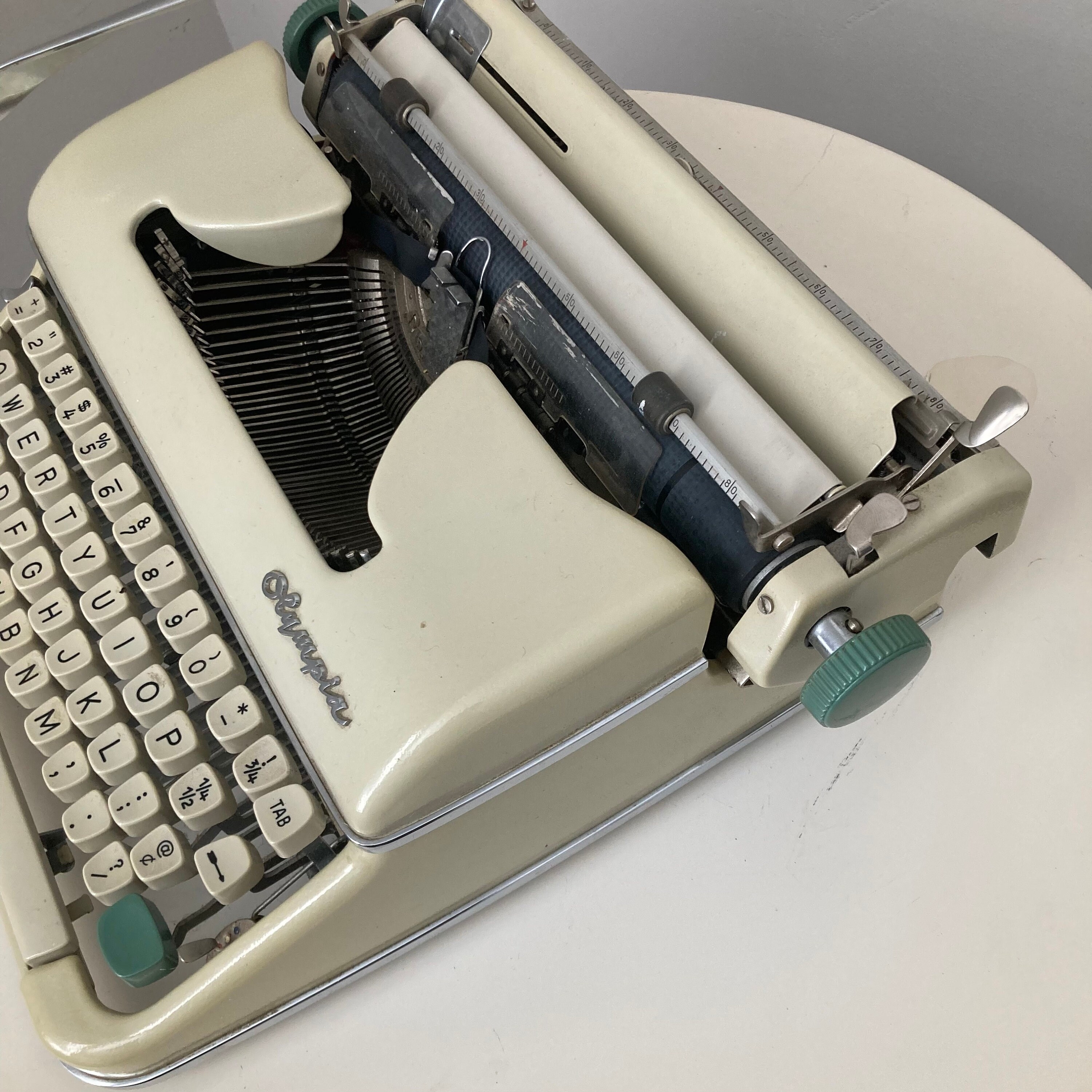 Vintage Olympia Portable Typewriter: Cream & Green, West Germany