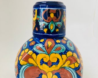 Mexican Talavera Pottery Carafe & Cup Set: Latinix Heritage Decor