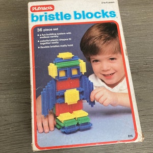 Vintage 1976 Playskool Bristle Blocks 48 pcs Collectible Toys Creative Toys Leaning Toys Building Blocks