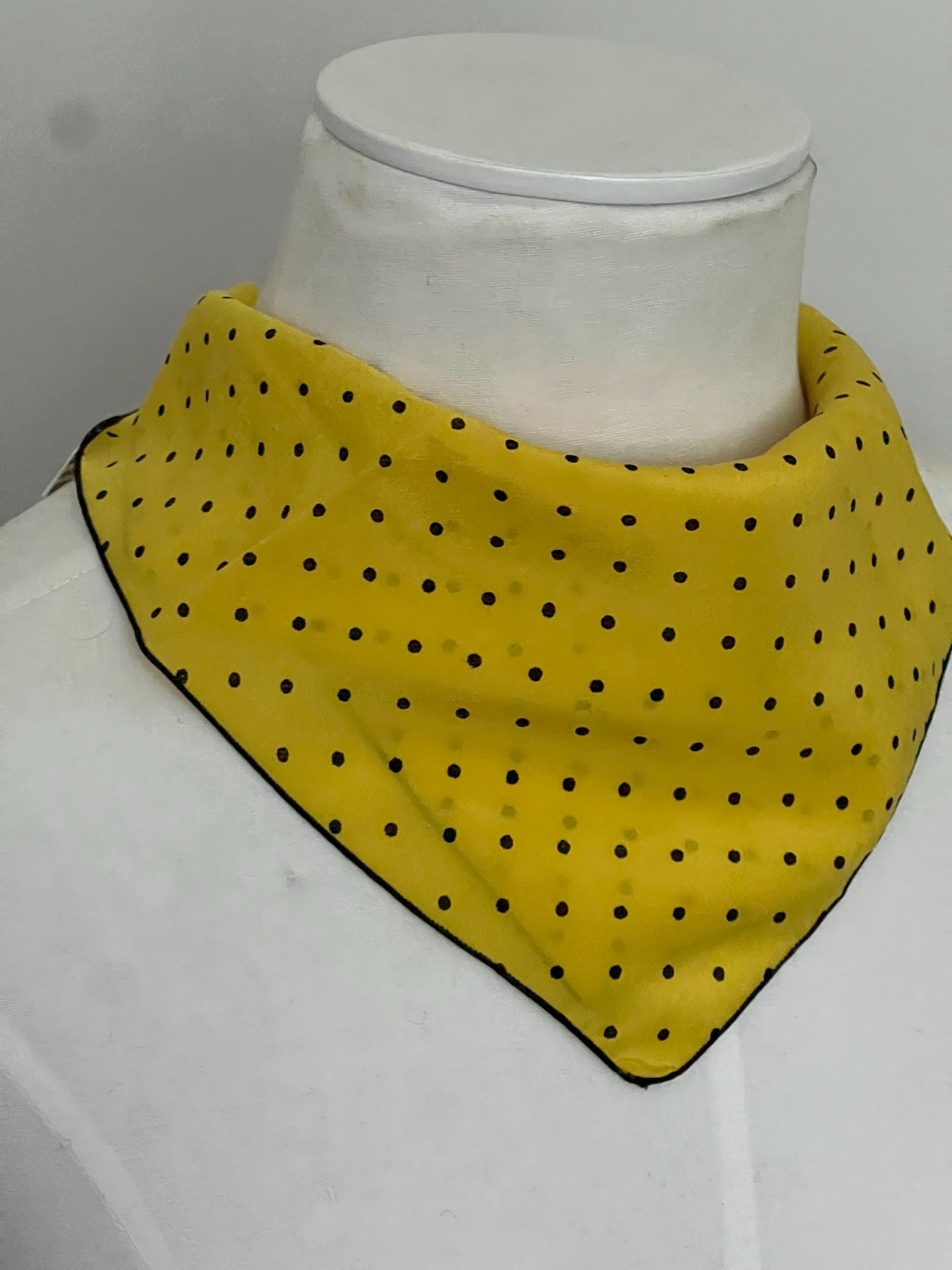Yellow dot Silk Scarf Vitamin D - yellow square silk scarf with geometric polka  main image 3