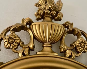 ヴィンテージオーバルゴールドギルトミラー：ハリウッドリージェンシー