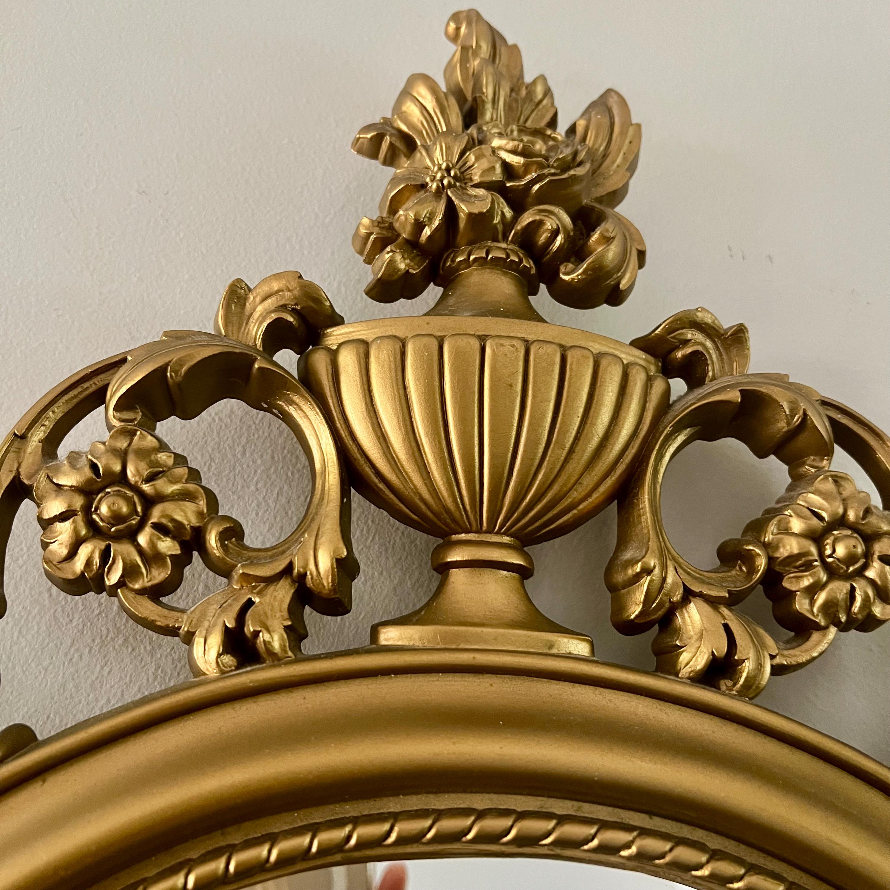 ヴィンテージオーバルゴールドギルトミラー：ハリウッドリージェンシー