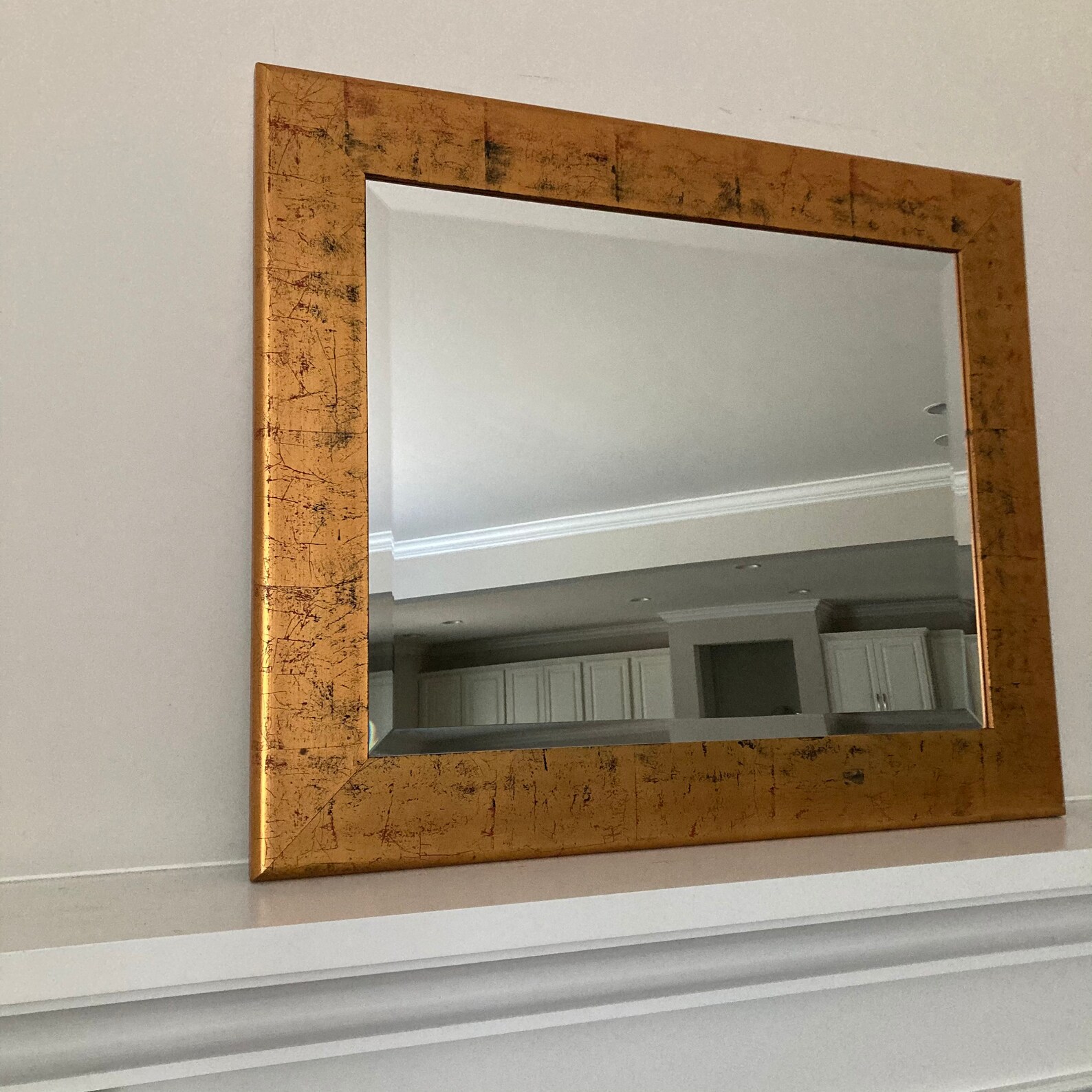 Vintage Gold Mirror Large 35 Beveled Rectangle Gold Gilt Etsy