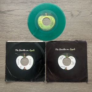 Beatles Vinyl Set of 3 Beatles On Apple Records 1842 Snow is Falling Happy Xmas 2275 Hey Jude Revolution 2490 Get Back Let Me Down 7”45 RPM