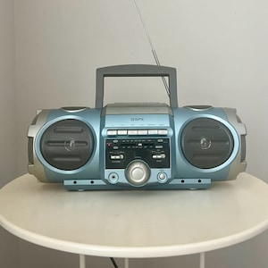 Vintage Kassettenrekorder GPX tragbares Tonbandgerät FM AM Radio 3 in 1 tragbaren Boombox Blue & Silver einzigartiges Design getestet funktioniert