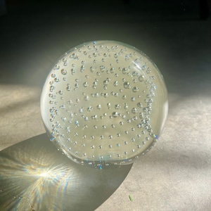 Vintage Paperweight Clear Art Glass Large Paperweight With Bubbles Andrea Sadek Collectible Paperweight Made in Taiwan
