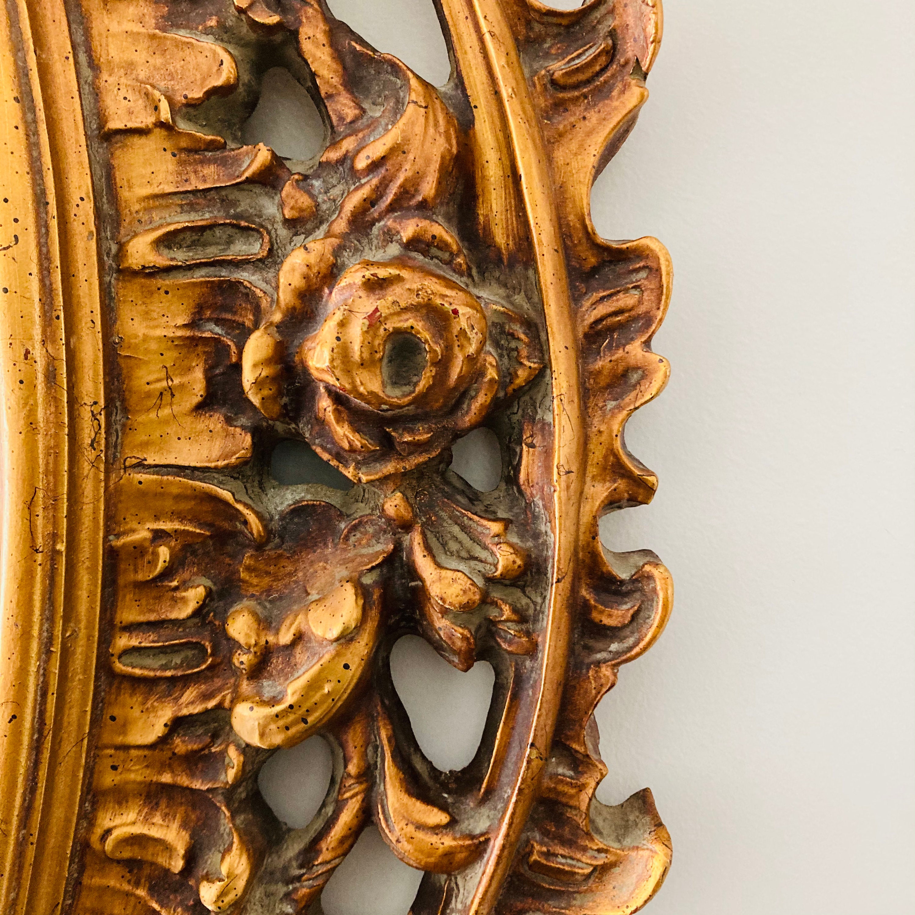 Espejo dorado dorado vintage extra grande 47 ornamentalmente tallado dorado  marco ovalado espejo estilo antiguo victoriano tallado espejo -  México