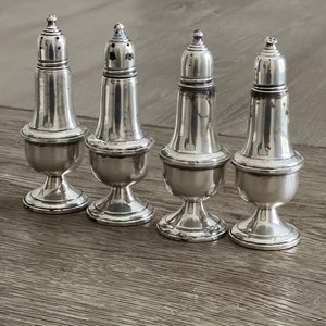 Sterling Silver Salt and Pepper Shakers 2 Identical Pairs 4 Piece Vintage Silver Wedding Gifts Exquisite Dining Table Decor Sterling Silver