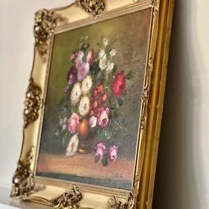 Gold Gilt  Framed Oil On Canvas Floral Art Ornately Carved Renaissance Art Nouveau Gilded Wood Frame Up cycle Ready for Mirror/ Photo/Art