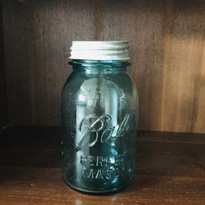 Antique Canning Jar Blue Ball Perfect Mason Quart Jar Metal Screw On Lid No Underscore Aqua Quart Canning Jar Antique Mason Jar Metal Lid