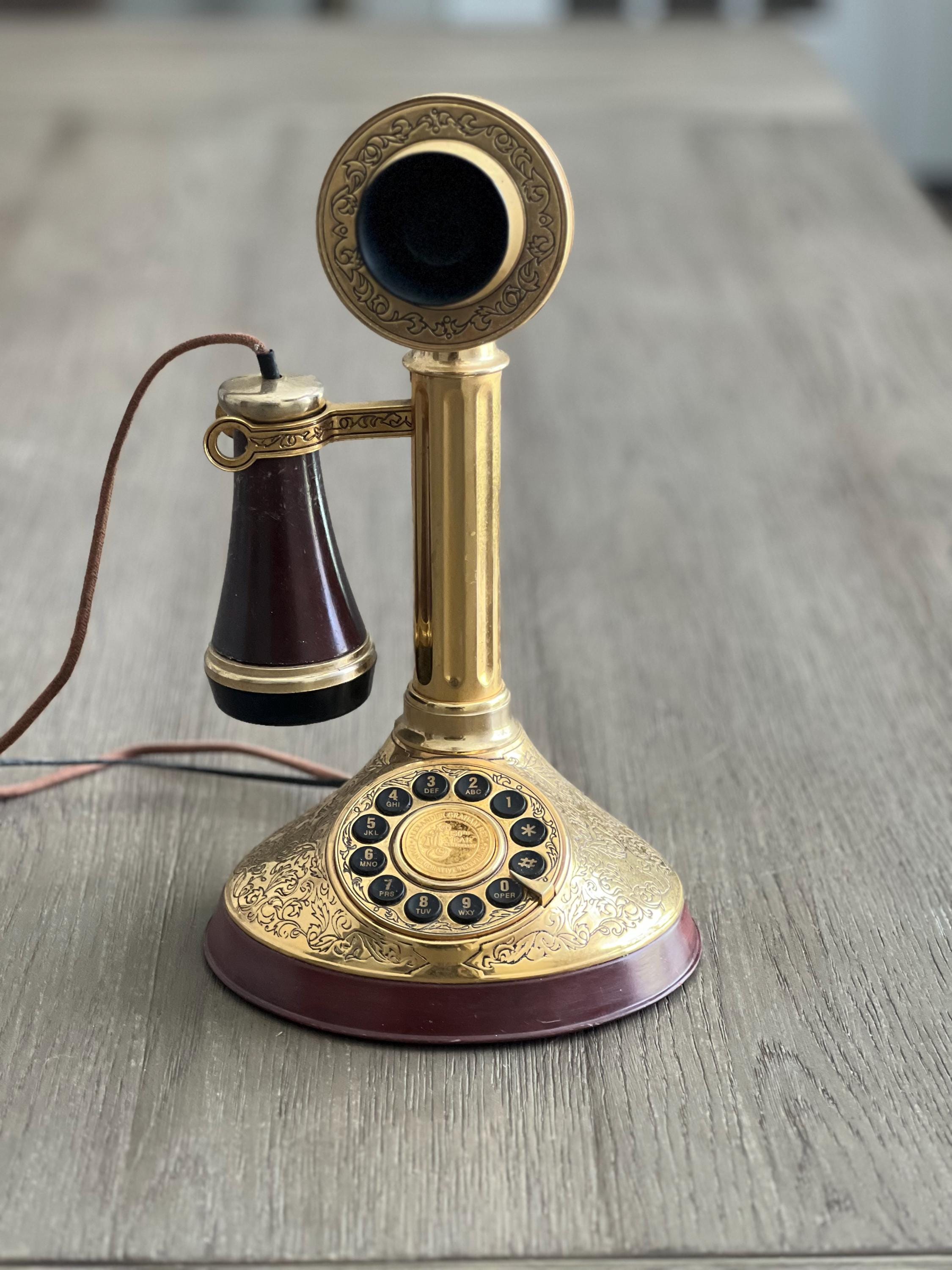 アンティーク　電話機　骨董　Bell メタル　MY TELEPHONE レア Vintage Franklin Mint Candlestick Phone: Alexander Graham Bell