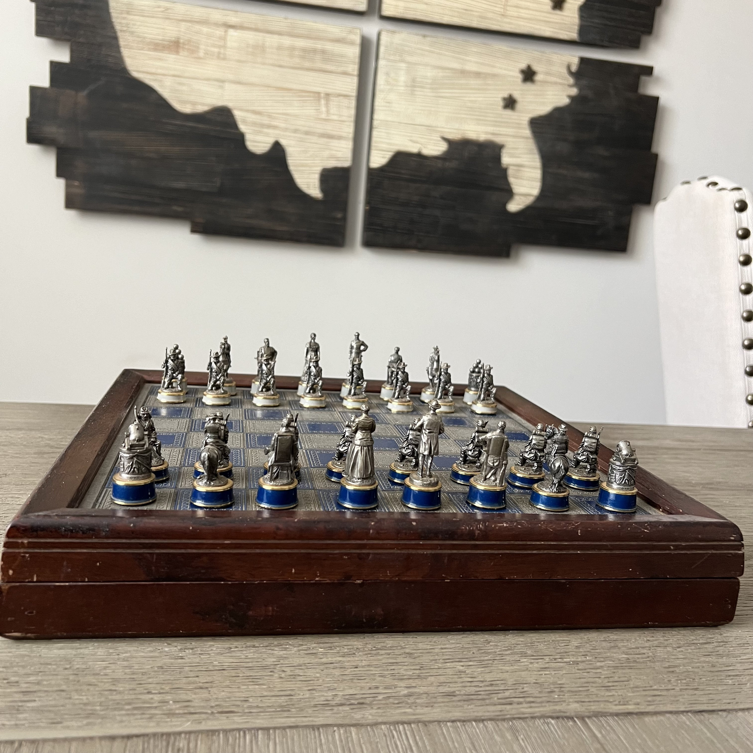 【超安い】 Vintage Franklin Mint 1983 Civil War Chess Set American チェス