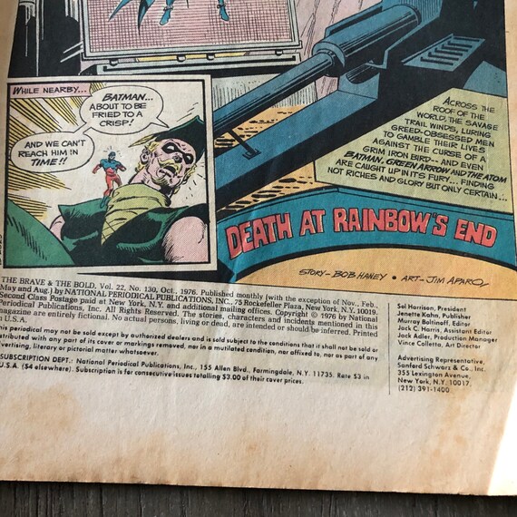 Vintage Comic FN 6.0 Batman Brave and Bold Vol 22 #130 Death at