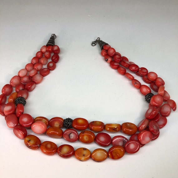 Natural Coral Necklace 17 Inch Red Bamboo Coral M… - image 4