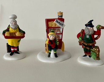 Dept56 Baker Elves Hand Painted Porcelain Elves Figurines  Set of 3 Baker Elves North Pole Christmas Village  Display