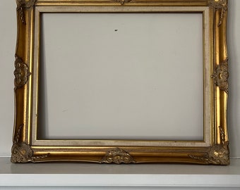 Vintage Gold Gilt Frame: Renaissance Style Carved Wood, 35"x28.5"