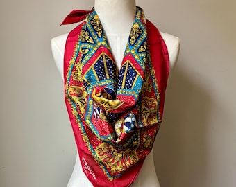 Vintage D’Argenlieu Paris Silk Scarf: Robert Parady Circus Print, 34" Square