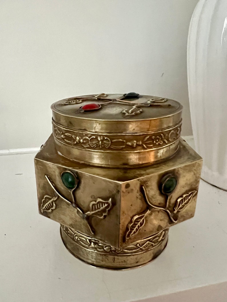 Vintage Brass Keepsake Cremation Urn Hexagonal Brass Box Small Etsy