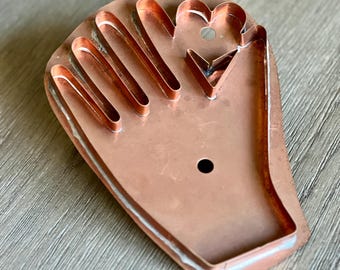 Extra Large Copper Cookie Stamp: 'My Hand Your Heart' Design, 8" Vintage Martha Stewart