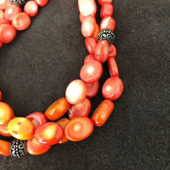 Natural Coral Necklace 17 Inch Red Bamboo Coral M… - image 6