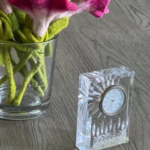 Waterford Crystal Clock Lismore Pattern Waterford Tabletop Desk Mantel Bedside Crystal Clock White Dial Roman Numerals
