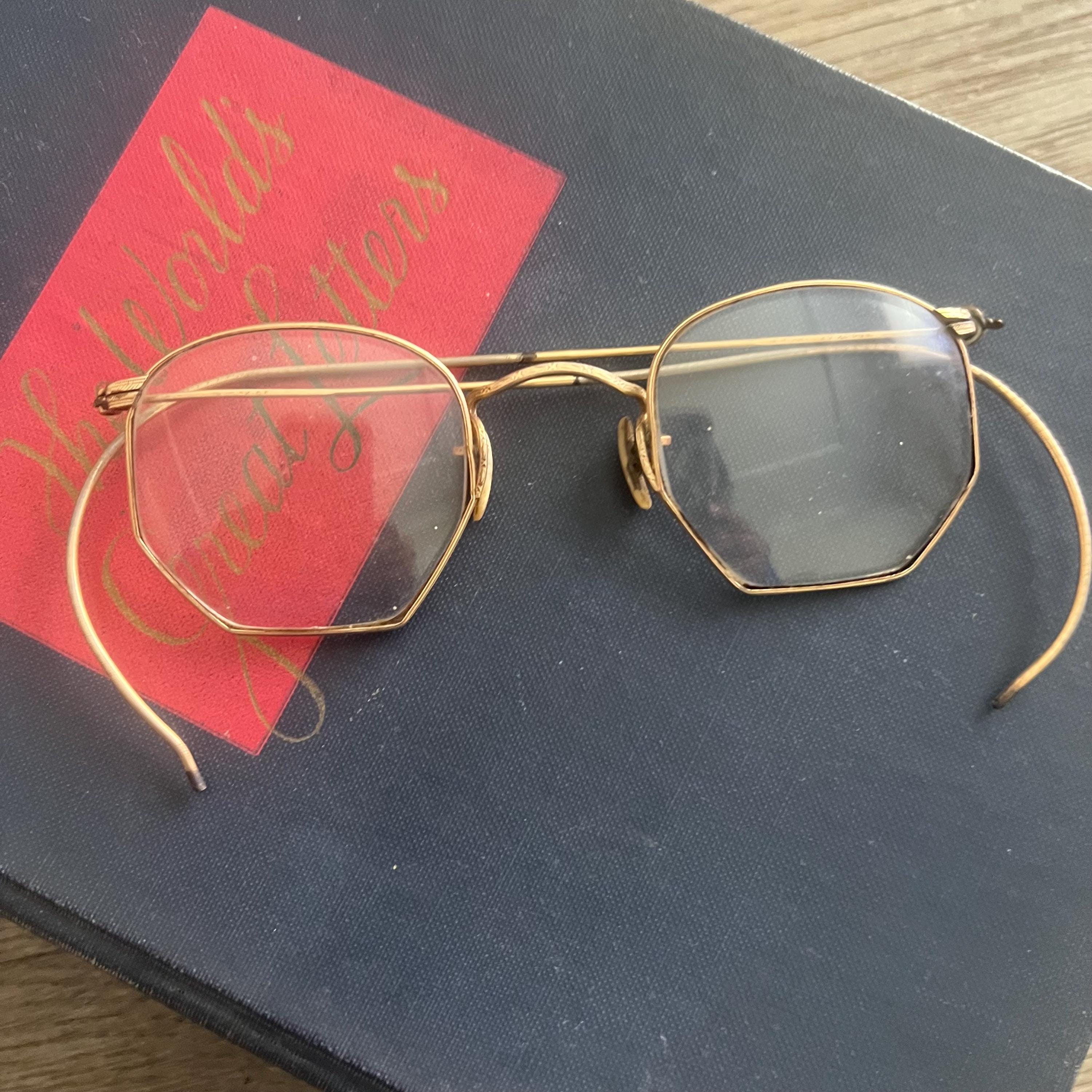 Antique Bausch & Lomb 12K Gold Filled Eyeglasses: Wraparound Cable 