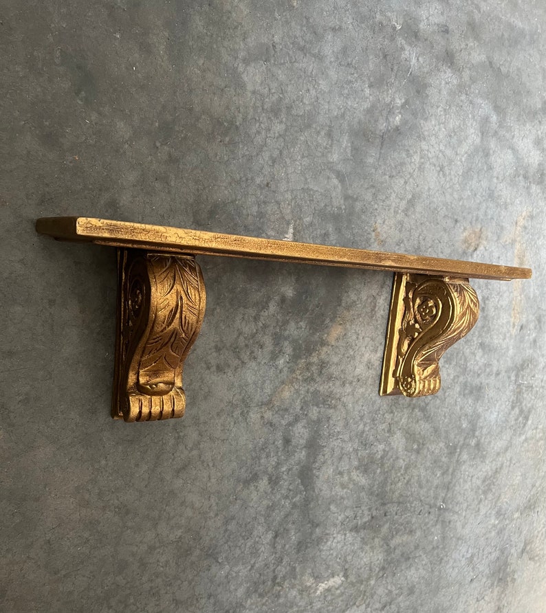 Vintage Gold Wall Shelf Ornate 1960s Gold Gilt Display Shelf Etsy
