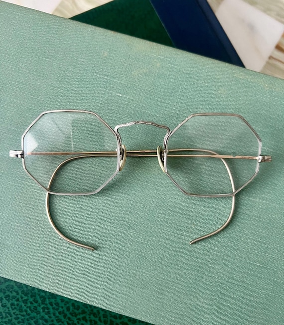 Antique Octagonal Eyeglasses: 12K Gold Filled Vintage Frames 