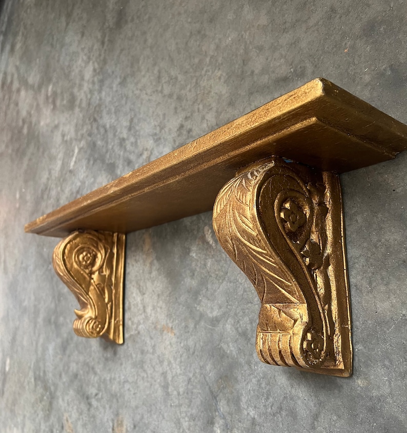 Vintage Gold Wall Shelf Ornate 1960s Gold Gilt Display Shelf Etsy
