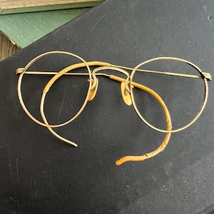 Vintage Gold Round Reading Glasses John Lennon Glasses Genuine 12K Gold Filled Eyeglasses