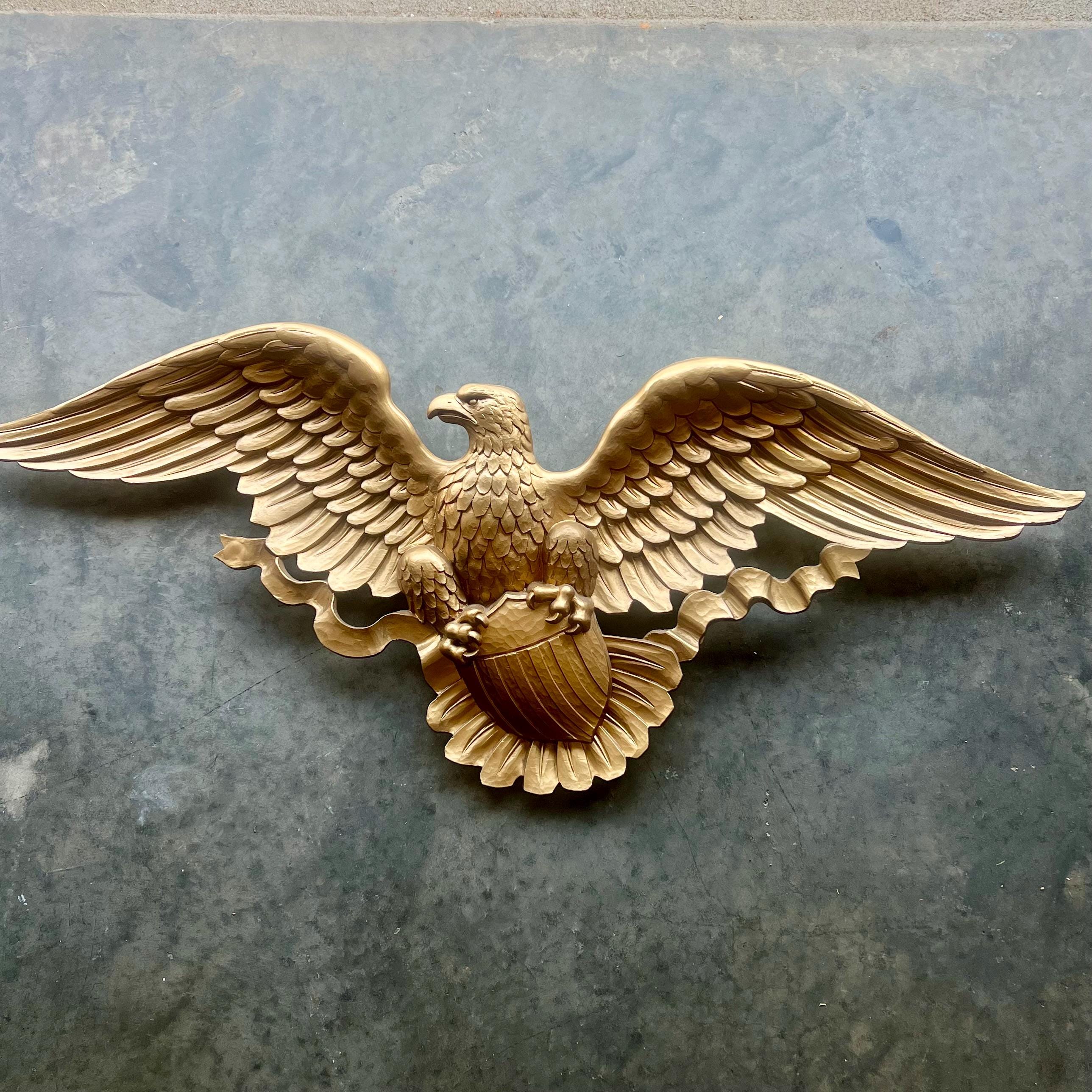 Gold Gilt Eagle Wall Decor Vintage Syroco Sculptural American Bald 