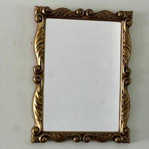 Gold Gilt Mirror 24 x 17 inches Rectangular Gold Gilt Mirror Simple Carved Gold Wood Frame Mid Century Modern Mirror