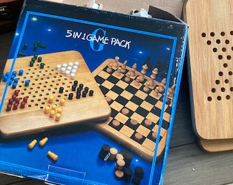 ボードゲーム 5点セット ヴィンテージ 5-in-1 木製ボードゲームセット: チェス、チェッカー